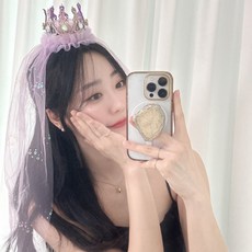보석 왕관 베일 파티머리띠, 보라 보라