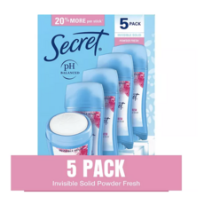 Secret 시크릿 데오드란트 파우더 프레쉬 5개입 세트, 1세트, 295g