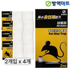 특수 유인제 첨가 쥐 끈끈이 덫 퇴치기 트랩 강력 쥐 퇴치 찍찍이 식당 베란다 싱크대 마우스 박멸, 4개, 2개입