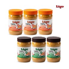[리고] [LIGO] 100프로 땅콩버터 총 6병 (크리미 453g * 3병+ 청키 453g * 3병)