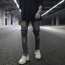 남성 찢어진청바지 바이크진 슬림핏 찢청 데님팬츠