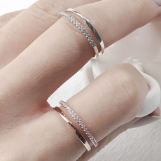 진주두줄스프링반지