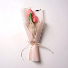 morningscent 조화 2송이 튤립 꽃다발, 핑크, 1개