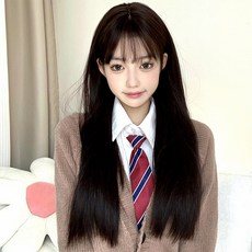 하이유니 자연스런 긴생머리 롱 헤어 통가발 60cm, 브라운블랙 - 통가발+거치대+헤어망