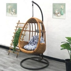 흔들 민박집 카페가구 실외 진도 덩굴의자 그네의자 실내악등나무벤치 흔들의자 게으른사람, 01 싱글 행거[브라운]
