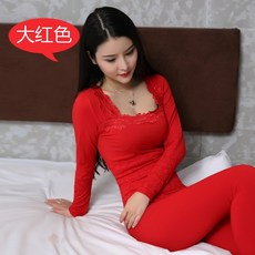 셀럽샵 보온내의 슬림 본명 년 레이스 얇은 타입 결혼 면 나카고오 체형보정 내복 여성내의 레드 넥 토털 룩을 완성했다