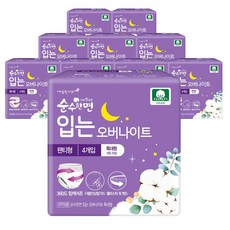 깨끗한나라 순수한면 입는 오버나이트 생리대 특대형 4p 10팩, 40개, 1개입