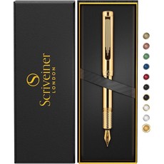 Scriveiner 최고급 프리미엄 만년필 24K 골드 직장 승진 임원 결제 선물, 골드 포켓 펜, 두꺼운글씨