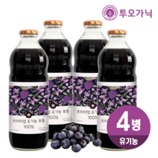 유기농 푸룬주스 물섞이지않은 NFC 100% 착즙원액, 4개, 1L