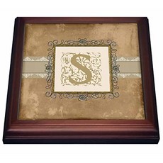 EOM trv_186365_1 S 초기 빈티지 우아한 덩굴과 꽃 세피아 및 백랍 모양의 삼발이와 세라믹 타일 8 x 8 갈색 - E029600MC2II9E7, 기본