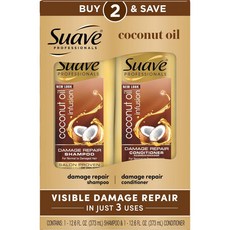 Suave Coconut Oil Shampoo and Conditioner 수아브 코코넛 오일 샴푸 컨디셔너 세트 373ml 2개입, 2개