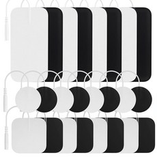 MEDLINKET Tens 기계 교체 패드 24팩 5.1x10.2cm(2x4인치) 직사각형 5.1x5.1cm(2x2인치) 정사각형 및 원형 10개 전극 패드 TENS 유닛 및, 1.5" round, 2"x 2" square, 2"x, 1개