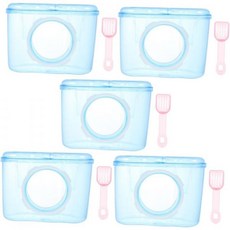 FOMIYES 햄스터 화장실모래 5pcs 반려동물 욕실 케이지 액세서리 기니피그 아지트 작은 모래 목욕 화장실 욕조 친칠라 아크릴 쓰레기통 외부용 Q1624657, 12X12X9CMx5pcs, Bluex5pcs, 5개