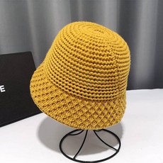 화이트스노우 보온모자 체크무늬 니트 버킷햇 여성 무명실 블랙 벙거지 인싸템 INS