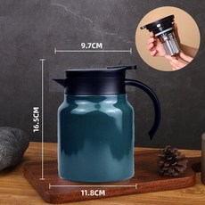 스테인레스 스틸 조림 주전자 가정용 오래된 백차 양조 냄비 차 물 분리 대형 단열 주전자, E. 짙은 녹색 1L 차 분리기, 1개
