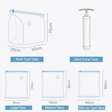 8pcs 진공 저장 가방 여행 홈 침구 핸드 펌프 설정 이불 베개 옷 공간 절약 투명, [01] A Set, 1개