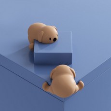베이비룸 실리콘 강아지 모서리보호대 4P세트 안전캡 부착형 모서리가드 코너보호대 모서리쿠션 베이비가드, 블랙