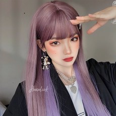 여자가발 애쉬핑크 투톤컬러헤어 세라핀머리 여성패션, 애쉬퍼플, 단일색상