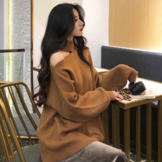 [구구블링] (사은품증정) 루즈핏 언발 어깨트임 오프숄더 니트 스웨터 gu-t0067