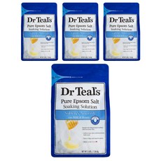 닥터틸즈 퓨어 엡솜 솔트 소킹 솔루션 입욕소금 소프튼 & 너리쉬 밀크 허니, 1.36kg, 4개