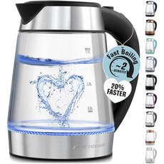 Zulay Kitchen 급속 끓는 전기 주전자 1.7L 온수 1500W, Black
