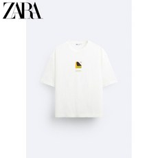 ZARA 자라 24 여름 남자 남성 화이트 루즈핏 반팔 티셔츠 6224304 250