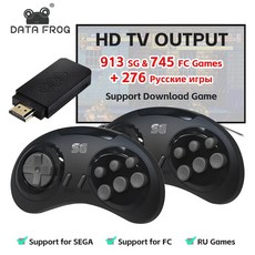 DATA FROG-세가 메가 드라이브 2 용 16 비트 레트로 무선 세가 스틱 Sega NES 비디오 게임 콘솔용 1913 클래식 게임 내장, 1개, 2.900 with FC game - video gam