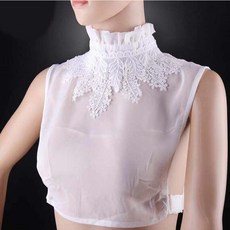 퀀텀프리 탈부착 목장식 블라우스 페이크카라 목폴라 레이스