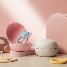 쪼비티더 휴대용 치발기 살균 건조기+쇼핑백 세트, 클린그레이