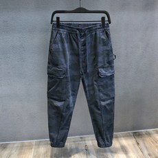 도담스 겨울 블루 블랙 카모 카고바지 와이드 루즈핏 트렌드 테이퍼드 조거팬츠 남자 긴바지