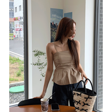 에르 스모크밴딩 뷔스티에블라우스