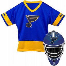 Franklin Sports St. Louis Blues 아동용 하키 의상 세트-청소년 저지 및 골키퍼 마스크-할로윈 팬 의상-NHL 공식 라이센스 제, 단일옵션