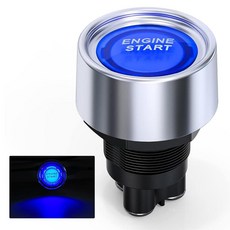 Nilight 스타트 엔진 버튼 12V DC 50A SPST 온 오프 순간 스위치 블루 카 스테이터 푸시 점화 레이싱 스포츠 트럭용, 블루 스타트 엔진 버튼, 1개