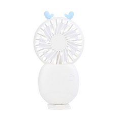 미니 휴대용 선풍기 소형 포켓 USB 충전식 사무실 여행용 만화 선풍기 3 단 속삭임, White, 1개
