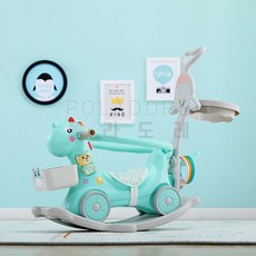 폴라도레 유니콘 아기 흔들말 유아 흔들목마 어린이 놀이기구 +(L), YF-YY17803-블루스몰[가드레일+바퀴+팔걸이+이야기기계]