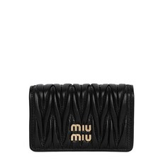 미우미우 [명품]미우미우 24FW 블랙 로고 마테라쎄 카드지갑 5M..