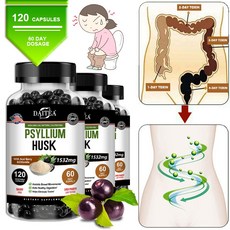 Balincer 보충제 차전자피 1532 mg Non-GMO 프로젝트 인증 천연 가용성 섬유질 장 건강 소화기 건강 해독 채식 캡슐, 120캡슐, 1개, 120정