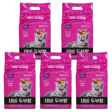 두부모래가는입자 7LX5개 복숭아 테비 두부왕 반려묘 IWD5291F, 5개
