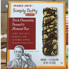 Trader Joe's 트레이더조 Simply Nutty Bars Dark Chocolate Peanut & Almond 심플리 너티 초콜릿 바 5개입 200g 3팩, 1개