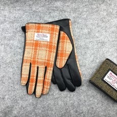 골프장갑세트 harris tweed겨울 보온남성 타입리얼가죽 장갑 여성용 양털추가 가죽장갑 터치, C05-남성 오렌지 체크