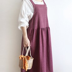 네이처데코 루비 멜빵 루즈핏 빅사이즈 어린이집 공방 원피스 앞치마, 와인