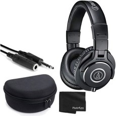 모니터링 헤드폰 오디오 레코딩 헤드셋 Audio Technica ATH M40x 모니터 블랙 포함 휴대용 파우치 1년 연장 1192412