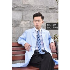에이블엔제이 작업복 불같이 뜨거운 입술 화이트 가운을 입고 있다 긴 소매 의사 유니폼 남자 여름 반팔 얇은 대학생 실험복
