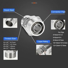 호환 구리 공압 피팅 나사 1/8 3/8 호스 튜브 커넥터용 BSP 퀵 커넥터 공기 OD 4 6 8 10 12mm 1/2 인치 1/4, [01] PC, [10] OD8mm-1I4