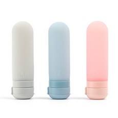 휴대용 실리콘 공병 여행용 화장품 샴푸 리필 튜브 용기, 핑크1 + 블루1 + 그레이1 세트