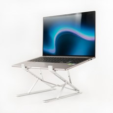 데스켓 노트북 거치대 받침대 15단 높이조절 알루미늄 접이식, 실버