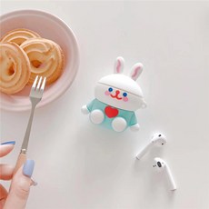 에어팟 케이스 1/2세대 귀여운 토끼 캐릭터, 민트, 에어팟 1/2세대