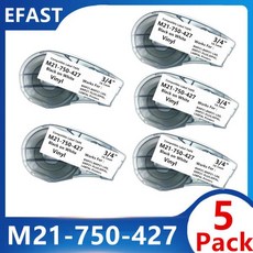 1 ~ 10PK 0.75 "비닐 블랙 화이트 M21750427 라벨 테이프 Cintas BMP21 플러스 실험실 핸드 헬드 리본에, 06 5 Pack M21750427, 01 CHINA