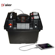 24-27 그룹 USB 충전기 및 12V 소켓 및 전압계가있는 스마트 마린 배터리 박스 자동차 마린 RV 캠핑카 안전하게 저장
