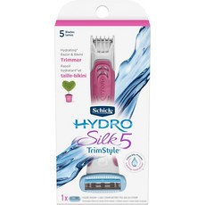 Schick Hydro Silk TrimStyle 5 블레이드 면도기 및 비키니 트리머 (1 팩)-파란색, 1